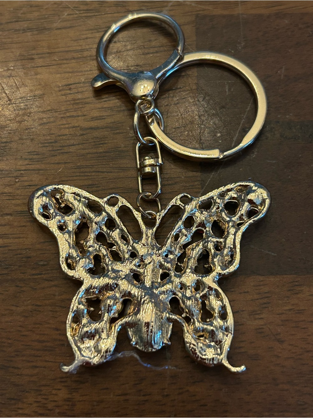 Multicolor Rhinestone Butterfly Bag Charm Keychain set in Gold Tone NEW - Picture 2 of 2